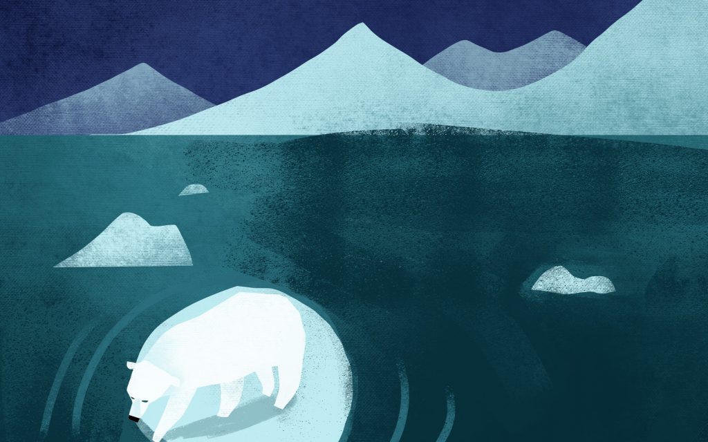 Cambio climático glaciares ilustración