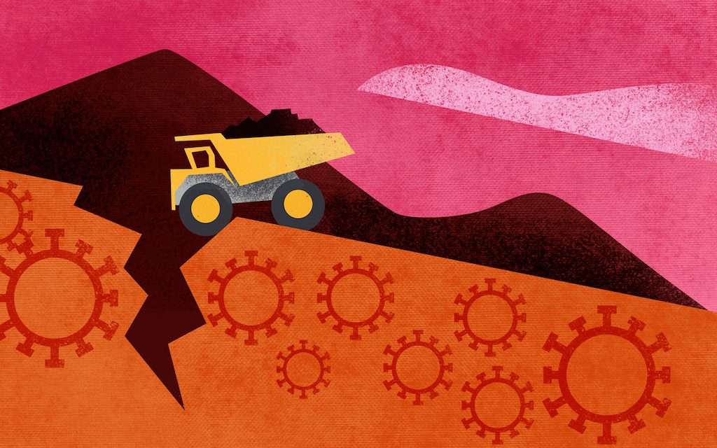 Riesgos de la minería - camión ilustración: Fabián Rivas